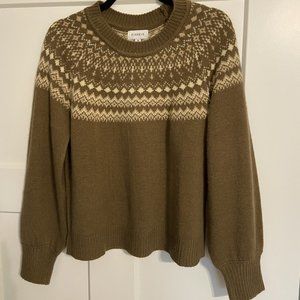 Evereve Fair Isle Pullover Sweater - Size M - Brown Multi-Color
